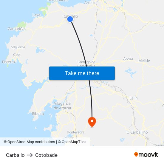 Carballo to Cotobade map