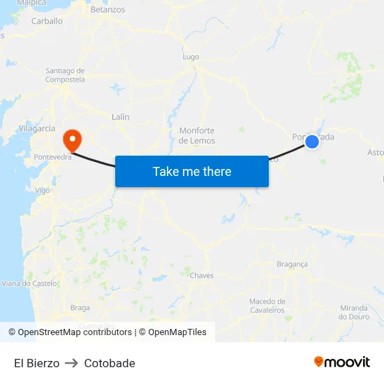 El Bierzo to Cotobade map