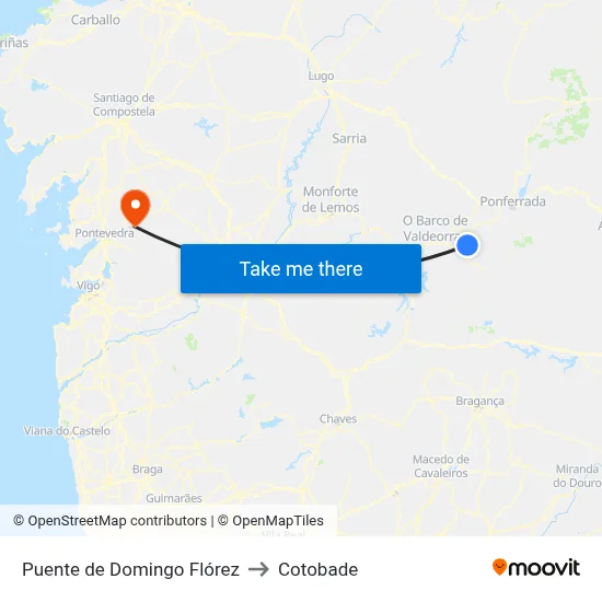 Puente de Domingo Flórez to Cotobade map