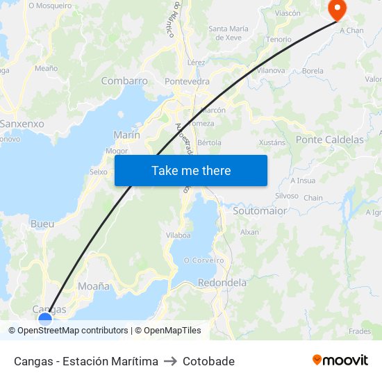 Cangas - Estación Marítima to Cotobade map