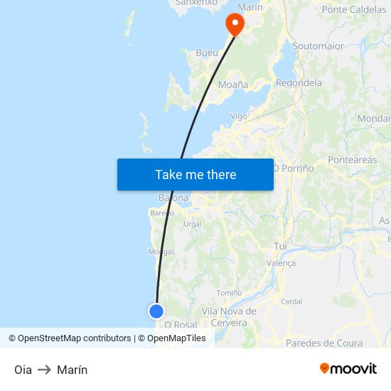 Oia to Marín map