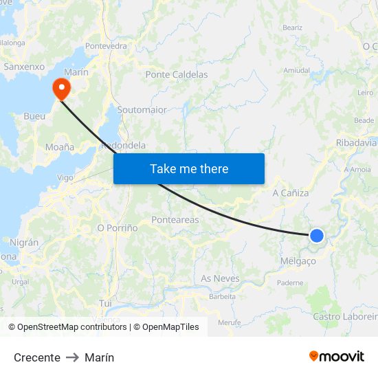 Crecente to Marín map