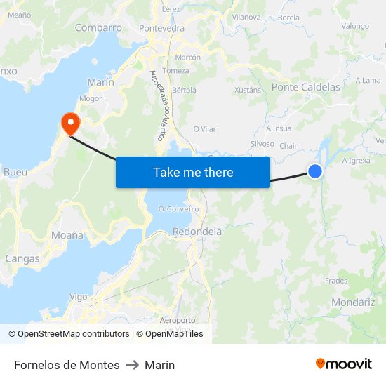Fornelos de Montes to Marín map