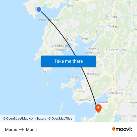 Muros to Marín map