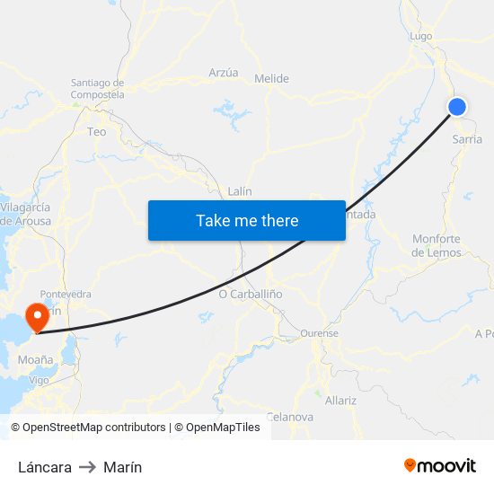 Láncara to Marín map