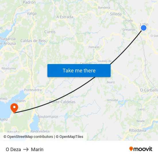 O Deza to Marín map