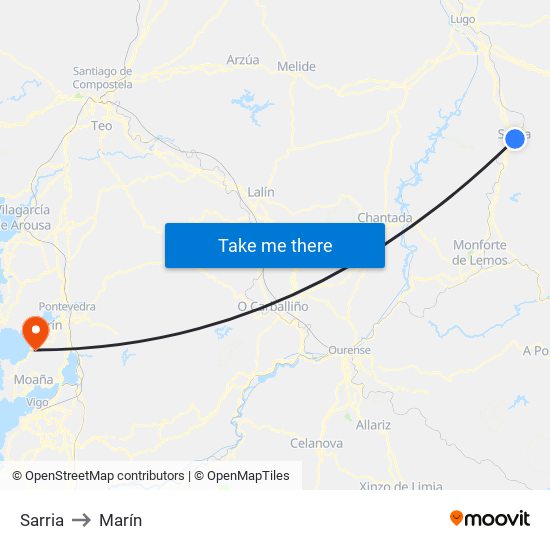 Sarria to Marín map