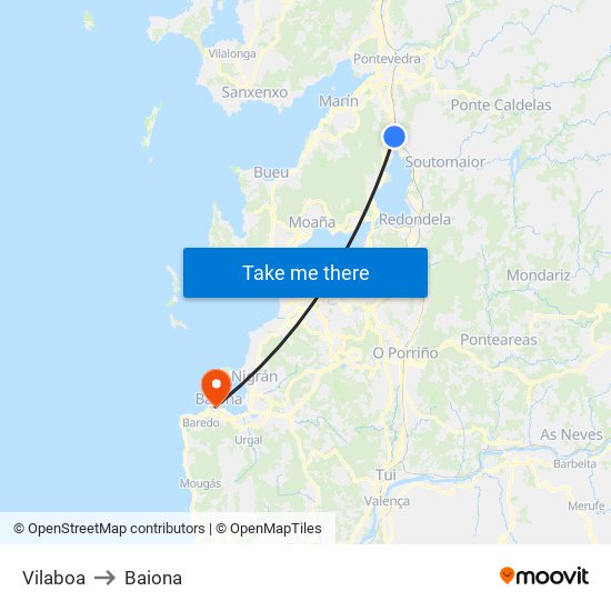 Vilaboa to Baiona map