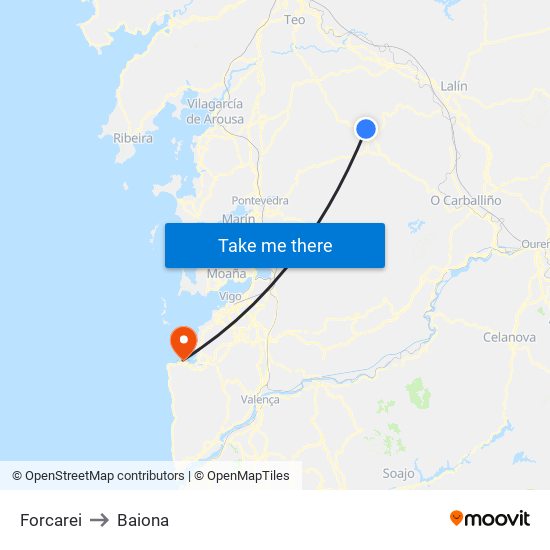 Forcarei to Baiona map