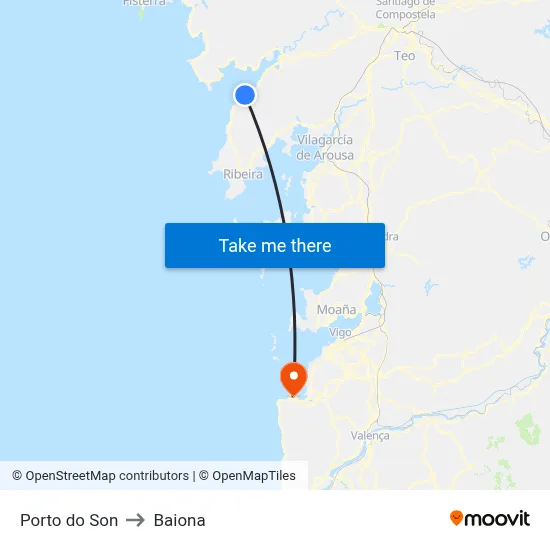 Porto do Son to Baiona map