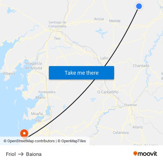 Friol to Baiona map