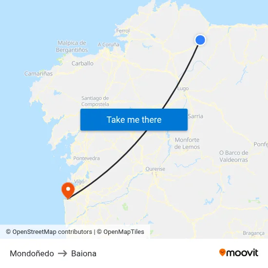Mondoñedo to Baiona map