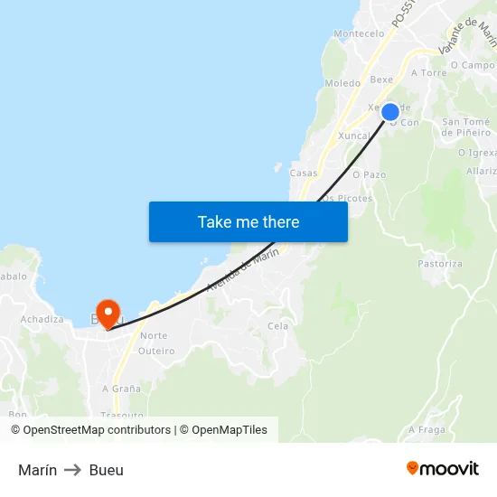 Marín to Bueu map