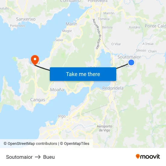 Soutomaior to Bueu map