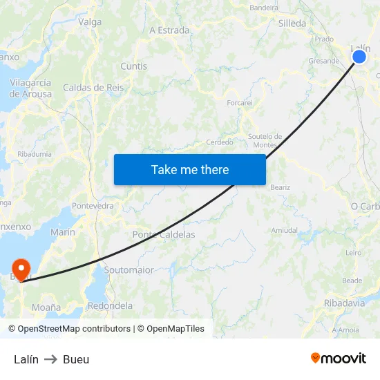 Lalín to Bueu map