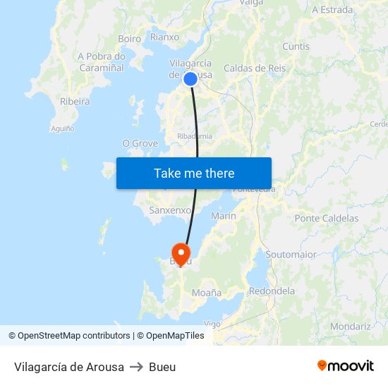 Vilagarcía de Arousa to Bueu map