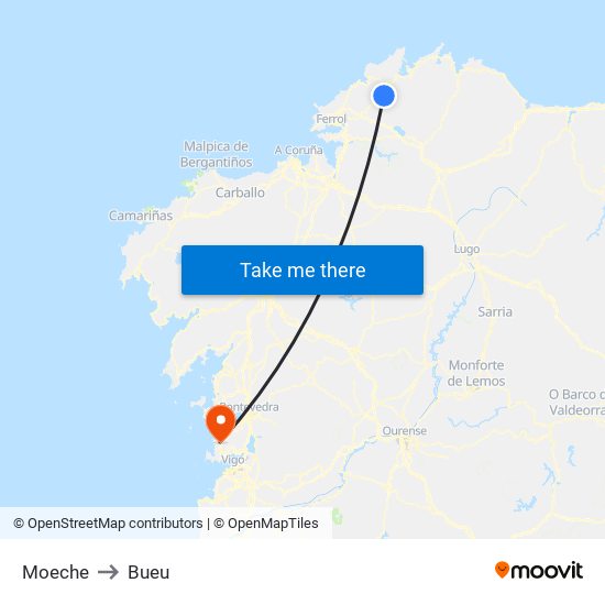 Moeche to Bueu map