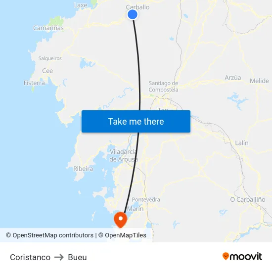 Coristanco to Bueu map