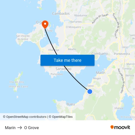 Marín to O Grove map