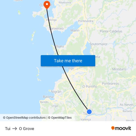 Tui to O Grove map