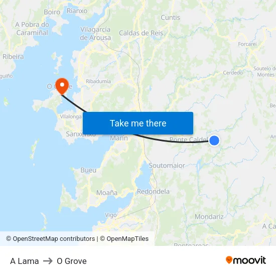 A Lama to O Grove map