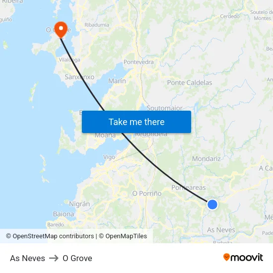 As Neves to O Grove map