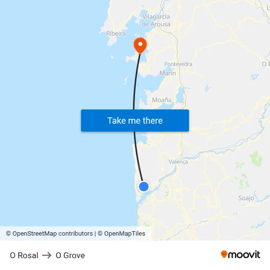 O Rosal to O Grove map