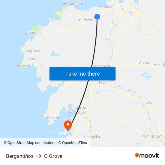 Bergantiños to O Grove map