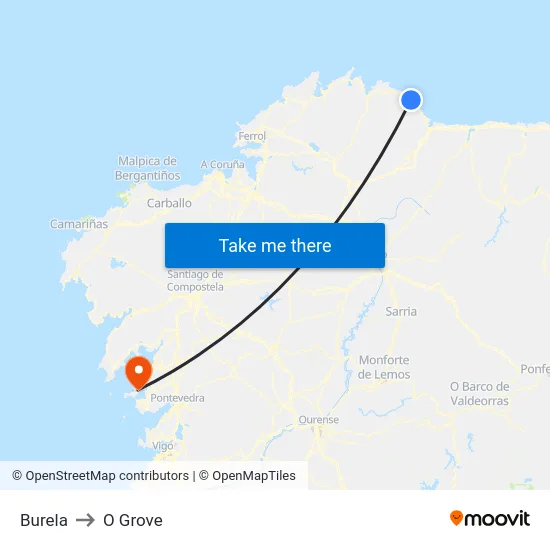Burela to O Grove map