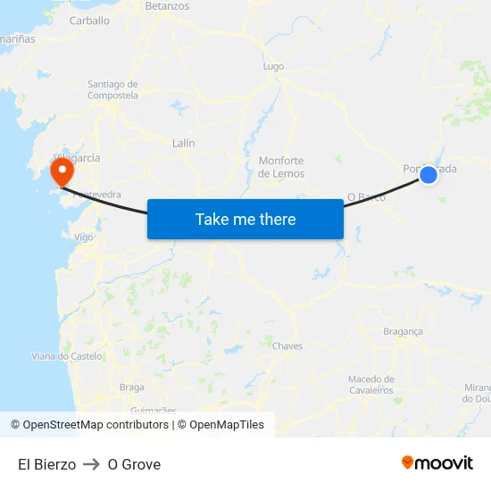 El Bierzo to O Grove map