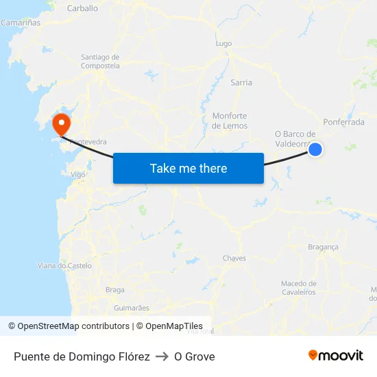 Puente de Domingo Flórez to O Grove map
