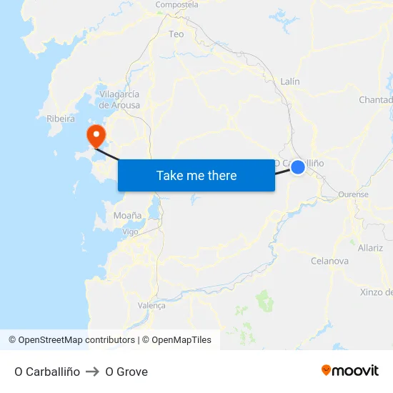 O Carballiño to O Grove map