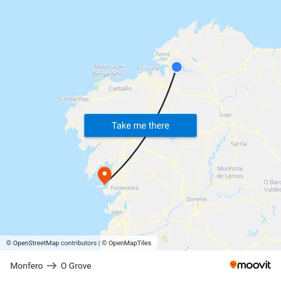 Monfero to O Grove map