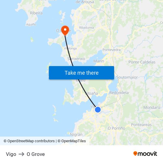 Vigo to O Grove map