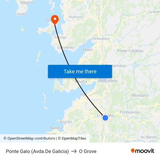 Ponte Galo (Avda.De Galicia) to O Grove map