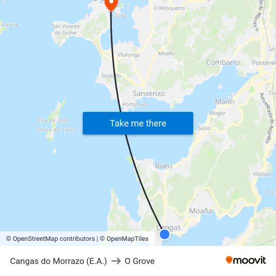 Cangas do Morrazo (E.A.) to O Grove map