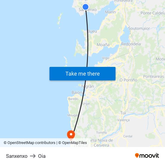 Sanxenxo to Oia map