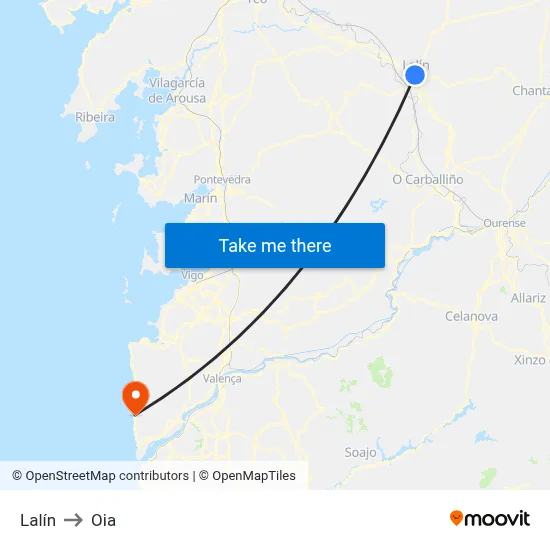 Lalín to Oia map