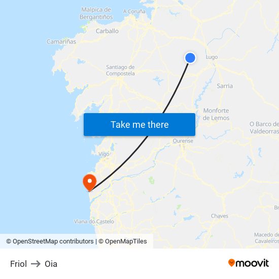 Friol to Oia map