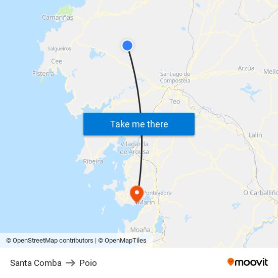 Santa Comba to Poio map