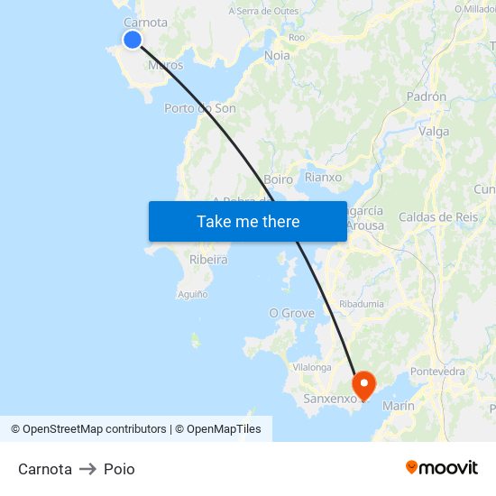 Carnota to Poio map