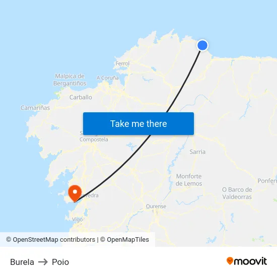 Burela to Poio map