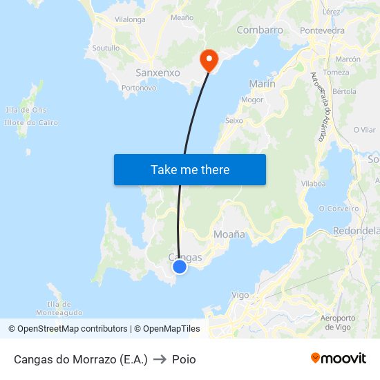 Cangas do Morrazo (E.A.) to Poio map