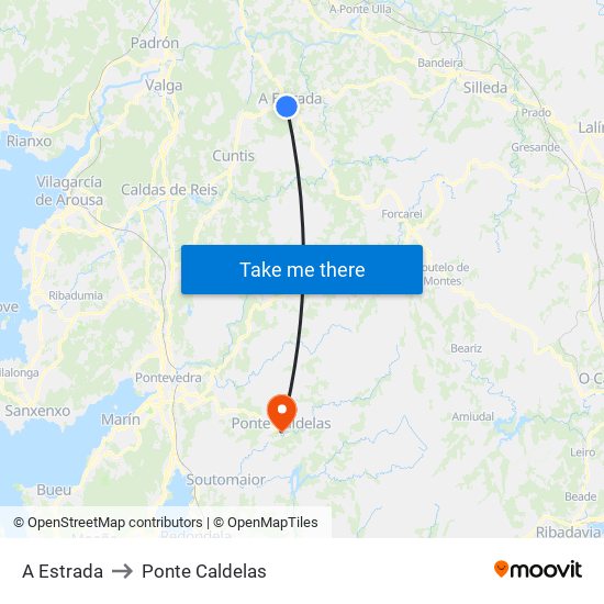 A Estrada to Ponte Caldelas map
