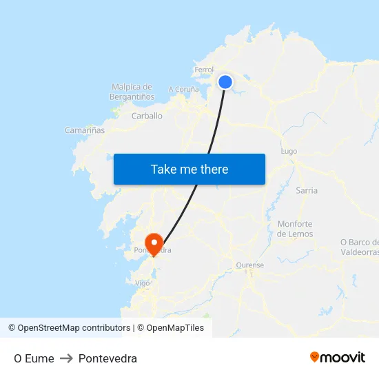 O Eume to Pontevedra map