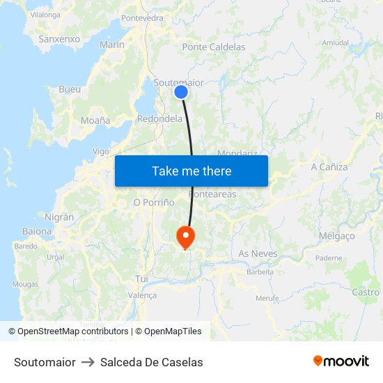 Soutomaior to Salceda De Caselas map