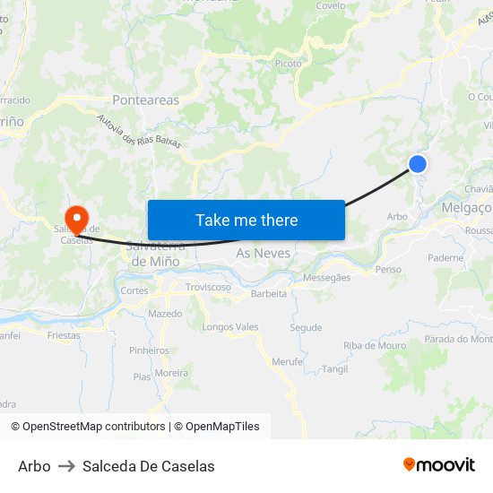 Arbo to Salceda De Caselas map