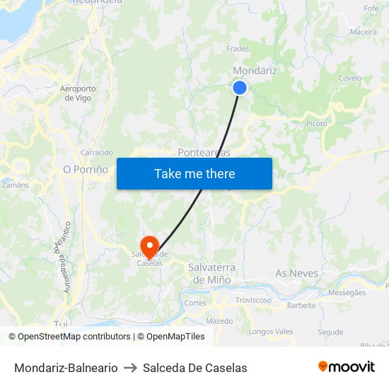 Mondariz-Balneario to Salceda De Caselas map