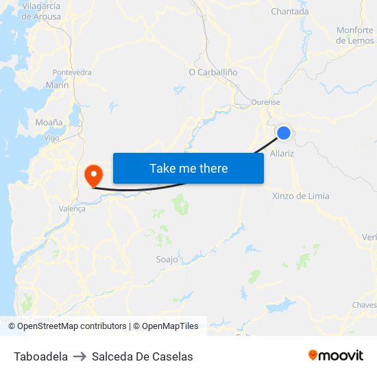 Taboadela to Salceda De Caselas map