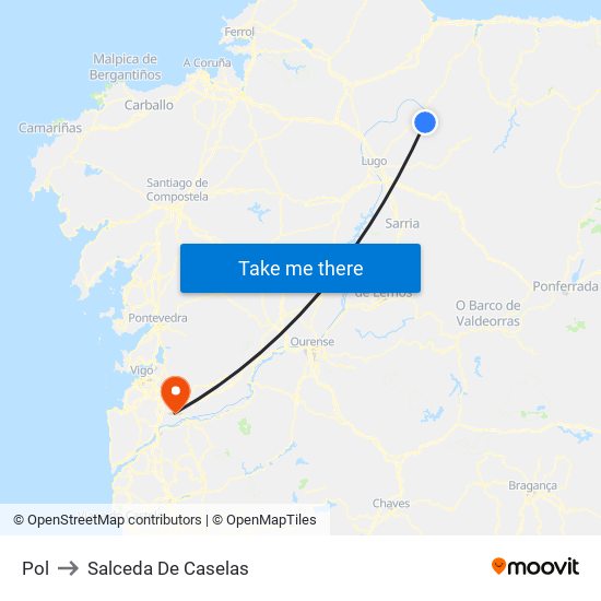 Pol to Salceda De Caselas map